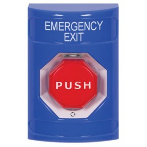 STI SS2409EX-EN Stopper Station – Blue – Push and Turn – Illumination Button – Emergency Exit Label